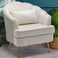 Poltrona Sedia Relax Rivestimento in Tessuto Struttura Legno E Gambe in Metallo 