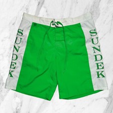 SUNDEK Costume Uomo Verde Bianco Scritta Ricamata Elastico Boxer Mare Tg XL