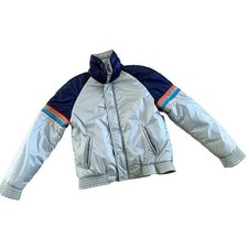 Giacca sci Goldwin Japan vintage anni 90 argento navy con righe multicolore taglia M