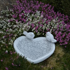 Ciotola cuore uccellini abbeveratoio uccelli statua in pietra 15 cm 8 kg cemento antigelo
