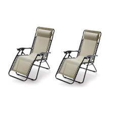 Sdraio 2 pezzi poltrona relax Zero Gravity in Textilene Tubolare 25mm Tortora