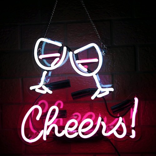 Insegna neon vetro - vetro, cheers