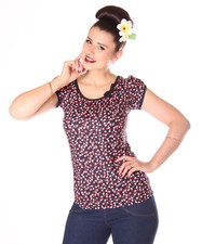 Maglietta retrò Liquor Brand Hearts Girl Doll Rockabilly cuoricino