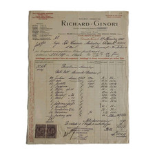 1923 Richard Ginori Ceramiche Colonnata Firenze Milano Fattura C03459