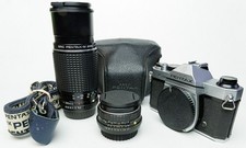 Pentax Asahi K1000 fotocamera reflex pellicola 35 mm con 2 obiettivi Pentax-M e custodia e cinturino