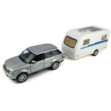 Modellino auto Land Rover Range Rover 1:36 con camper Die Cast giocattolo bambini