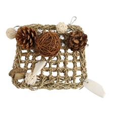  Tappetino Arrampicata Giocattolo Erba Marina Tessuto Uccellino Amaca Rete Masticabile con Seppie