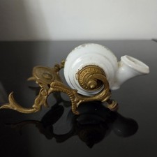 Encrier JL A Bascule Paris Ancien Napoléon III XIXè Porcelaine 