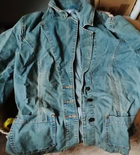 Giacca jeans donna tg 48/46/44 tessuto effetto vissuto colore blu