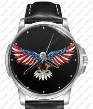 Orologio Con Cinturino In Pelle Nera American Eagle Con Ali Aperte
