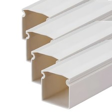 8 Metri Canaline Passacavi In PVC Con Biadesivo e Coperchio 10X10mm Bianco - 4 P