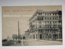 TRIESTE Campi Elisi TRAM Casa Dompieri inizi 1900 vecchia cartolina RARA *