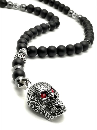 Collana nera uomo testa - da,