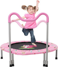 Trampolino Elastico per Bambini,36'' Tappeto Elastico Pieghevole Con Maniglie Re
