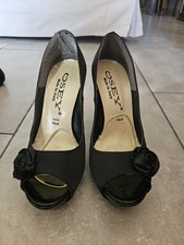 Scarpe Donna Tacco a Spillo Decolte Nere In Raso Vera Pelle Made In Italy Nm 36