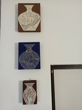 Trittico Fathi Hassan Olio e Sabbie Su Tela