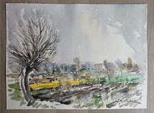 Quadro -Paesaggio- Edmondo Di Napoli realizzato ad acquerello su carta