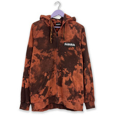 Felpa Napapijri Tie Dye arancione con zip e cappuccio - Taglia L uomo