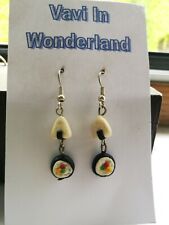 Orecchini SUSHI miniatura in pasta modellabile Fimo fatti a mano, handmade 