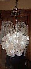 VINTAGE CHANDELIER PEARLMOTHER WHITE COLOUR 1980. VERNER PANTON STYLE