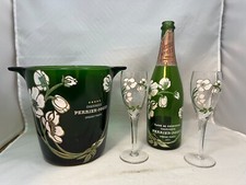 Secchiello Champagne Perrier Jouet con Coppia Bicchieri e Bottiglia Champagne Vuota 1975