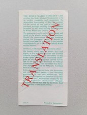 ROLEX Guarantee Warranty