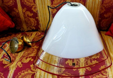 LAMPADA A SOSPENSIONE BIANCA TRASPARENTE E ROSSA MARCA I3 MURANO ANNI 70 80