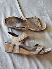 Mephisto Minoa sandalo con zeppa donna taglia 40/10 marrone argento metallizzato