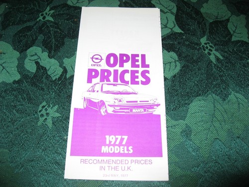 Listino prezzi opel 1977 - 1977, per