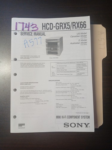 Sony hcd grx5 rx66 - sony, manuale