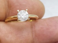 Anello di fidanzamento solitario diamante tondo naturale originale 1,0 ct in oro giallo 14 carati