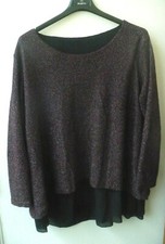 BLUSA NERA E BORDEAUX FILI ARGENTATI E BORDO IN CHIFFON _ TAGLIA UNICA COMODA