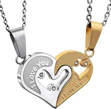 Collane Cuore Spezzato Coppia Amore Amicizia Set 2 Ciondoli Argento Oro