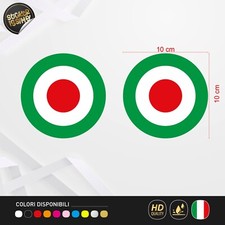 Coppia Adesivi Circolari Tricolore in Stile Vespa per Scooter e Casco su Vinile