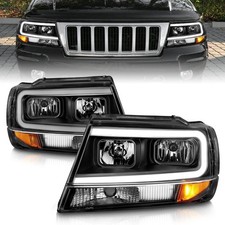 FARI ANTERIORI BLACK LED BAR PER JEEP GRAND CHEROKEE WJ 99-05 FANALI LIGHTS