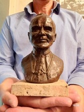 SCULTURA D'EPOCA BRONZO MASSICCIO PAPA GIOVANNI PAOLO II FIRMATA