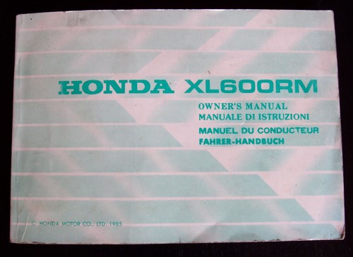 Honda xl600rm manuale - manuale, uso