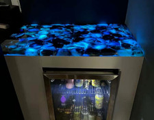 Consolle cucina bar piano, agata blu piano lastra piastrelle decorazione fatta a mano