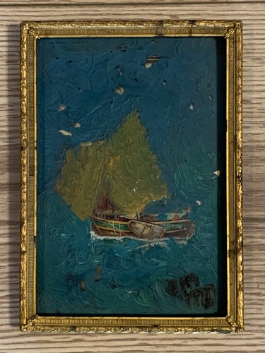 Antico dipinto olio - , su