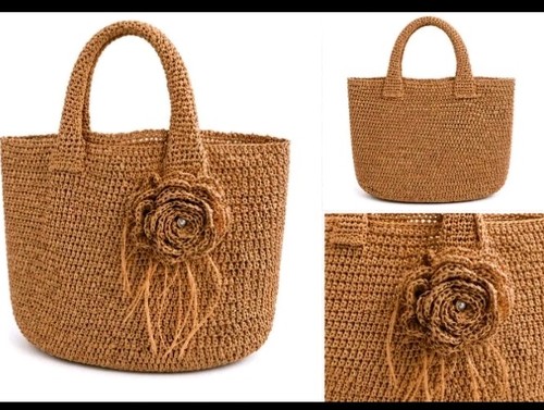Borsa grande rafia marrone - in,