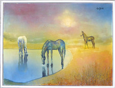 Giuseppe CESETTI? 1902-1990 Cavalli Italia Cavalli 60x80cm #132