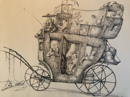 Dessin original calèche - original,