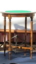 Tavolino da gioco antico forma rotonda in legno panno verde Italia inizio 900