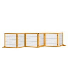 PawHut Cancelletto per Cani in Legno e Acciaio 6 Pannelli Pieghevoli 432x36x70cm