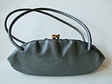 Deliziosa borsetta vintage a mano pelle grigia lavorazione artigianale anni '40 