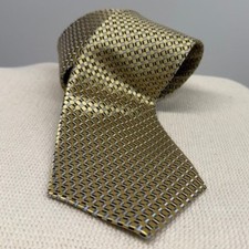 Cravatta BRUNO PIATTELLI ROMA extra lunga seta motivo geometrico oro blu navy