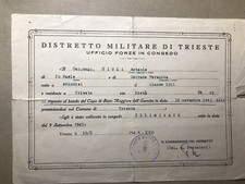 Documento RSI distretto militare Trieste 1944 congedo illimitato