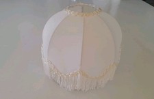 Paralume in tessuto Bianco con Frange Per abatjour applique Lampade E14 24 cm