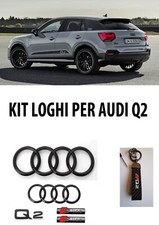KIT LOGHI AUDI Q2 - Q3 NERO LUCIDO  6 PEZZI ANT + POST PIU Q2 + SLINE + OMAGGIO