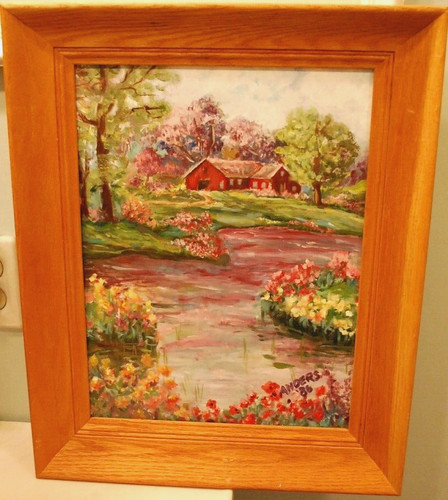 Dipinto olio vintage paesaggio
